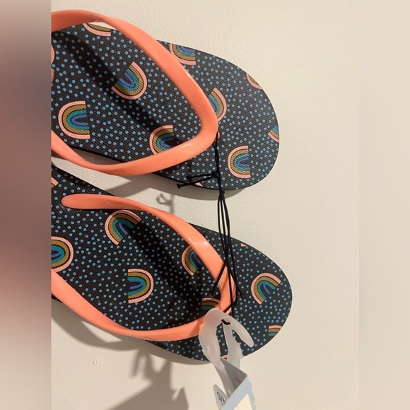 Cat and jack flip flops new rainbow style navy color size 4/5 kids Sandler new - Picture 6 of 6